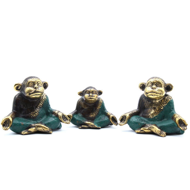 Ensemble de 3 - Famille de singes de yoga (tailles assorties)