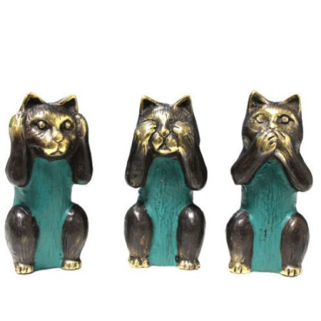 Lot de 3 - Ne rien voir, ne rien entendre, ne rien dire - Chats en laiton