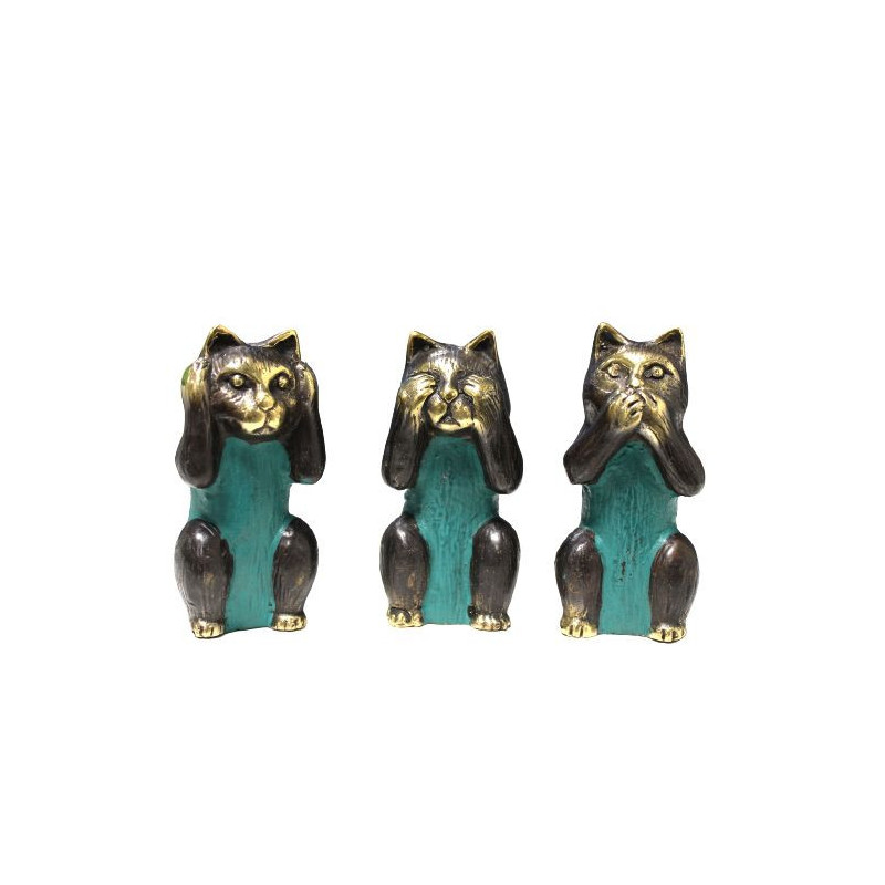 Lot de 3 - Ne rien voir, ne rien entendre, ne rien dire - Chats en laiton