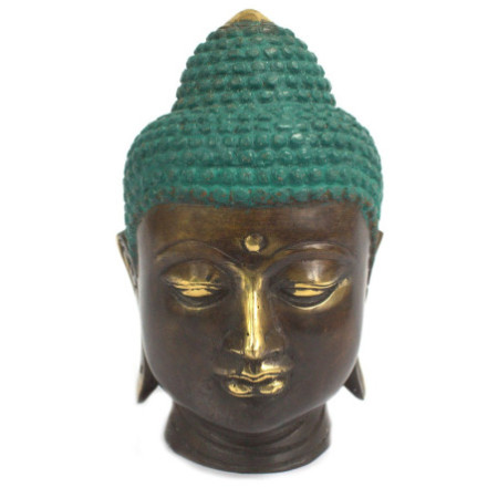 Grande tête de Bouddha classique en laiton