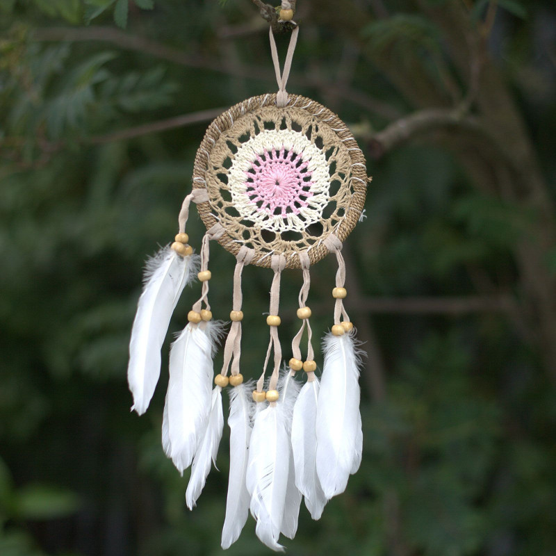 Attrape-rêves en macramé rose pastel 12 cm (couleurs assorties)
