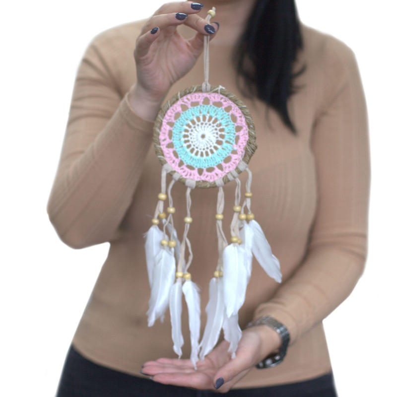 Attrape-rêves en macramé bleu pastel 12 cm (couleurs assorties)