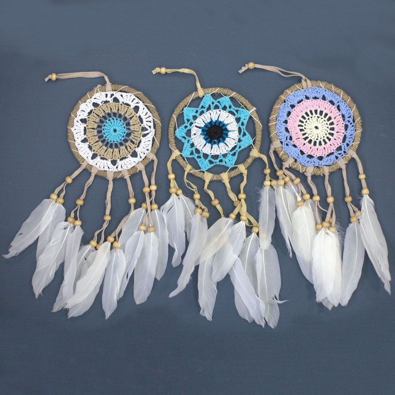 Attrape-rêves en macramé bleu pastel 12 cm (couleurs assorties)