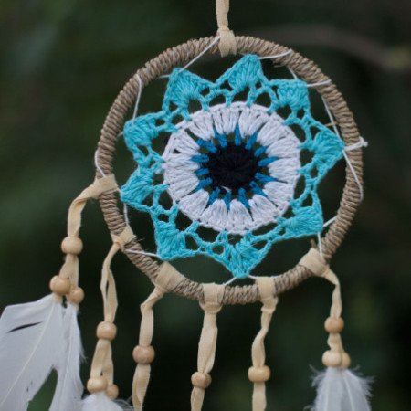 Attrape-rêves en macramé bleu pastel 12 cm (couleurs assorties)