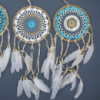 Attrape-rêves en macramé bleu pastel 16 cm (couleurs assorties)