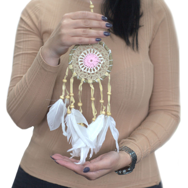 Attrape-rêves en macramé bleu pastel 9 cm (couleurs assorties)