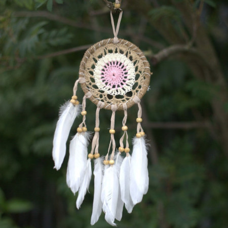 Attrape-rêves en macramé rose pastel 12 cm (couleurs assorties)