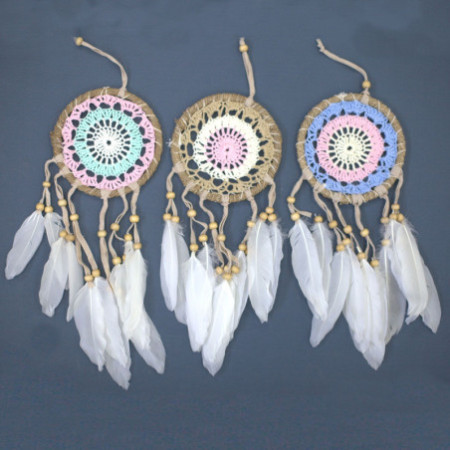 Attrape-rêves en macramé rose pastel 12 cm (couleurs assorties)