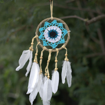 Attrape-rêves en macramé bleu pastel 12 cm (couleurs assorties)