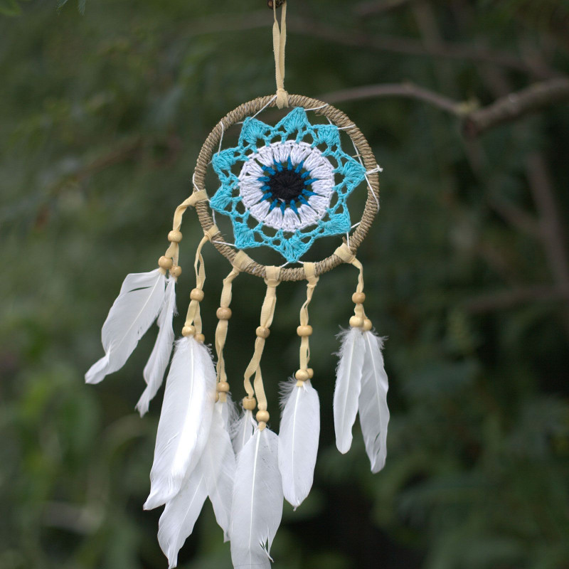 Attrape-rêves en macramé bleu pastel 12 cm (couleurs assorties)