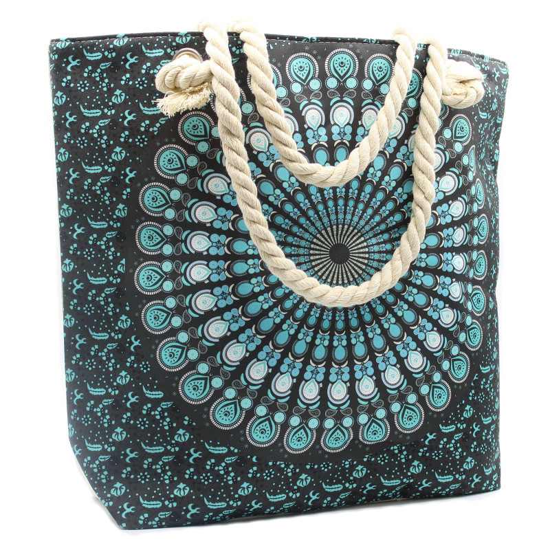 Sac Mandela avec poignée en corde - Bleu foncé