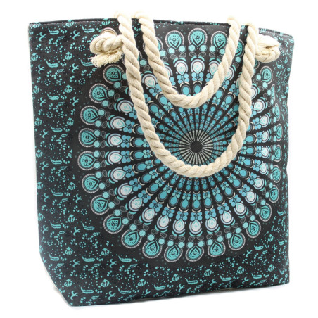 Sac Mandela avec poignée en corde - Bleu foncé