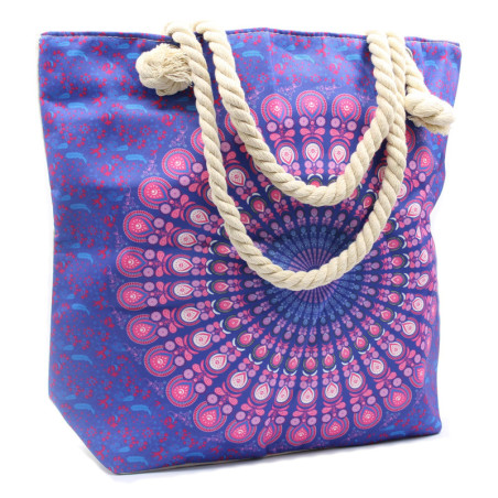 Sac Mandela avec poignée en corde - Violet Bleu