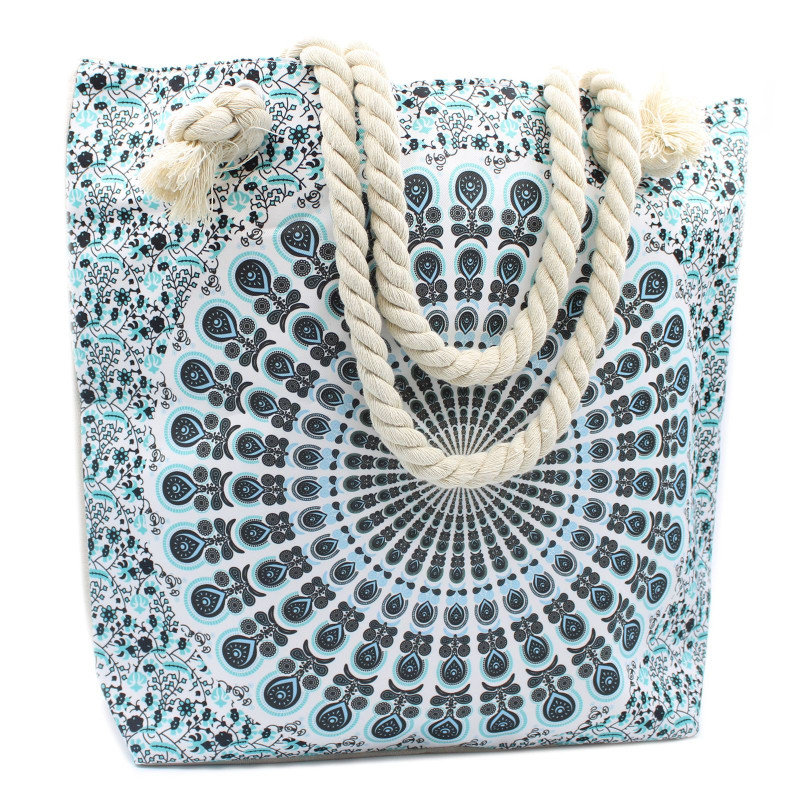 Sac Mandela avec poignée en corde - Bleu ciel