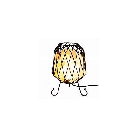 Lampe brasero en pierre de sel maillée, câble, ampoule, sel blanc