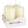 Lot de bougies piliers 40x80mm (4 pièces) - Ivoire