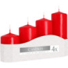 Lot de bougies piliers 50 mm (11/16/22/33H) (4 pièces) - Rouge