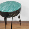 Support à plantes en bois Albasia - Détails turquoise et or