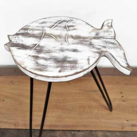 Support à poisson en bois Albasia - Blanchi à la chaux