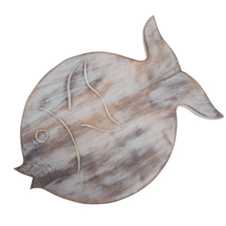 Support à poisson en bois Albasia - Blanchi à la chaux