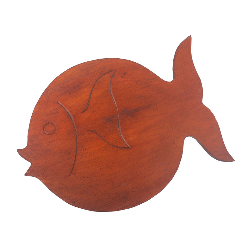 Support à poisson en bois Albasia - Terre cuite