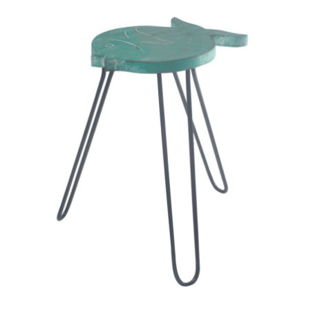 Support à poisson en bois Albasia - Turquoise