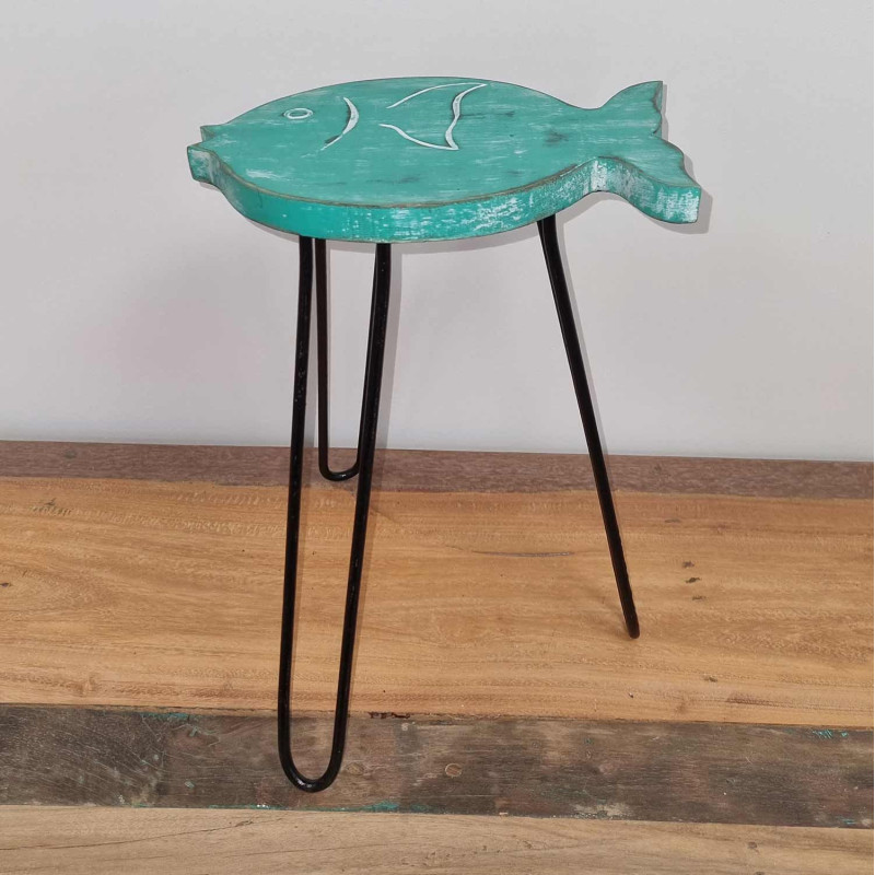Support à poisson en bois Albasia - Turquoise
