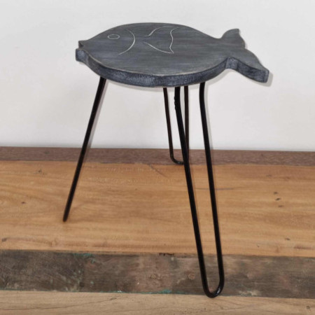 Support à poisson en bois Albasia - Gris délavé