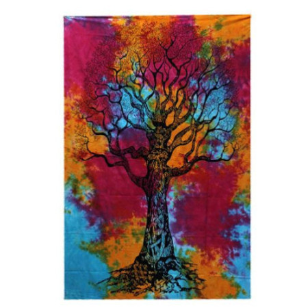 Couvre-lit simple en coton + tenture murale - Arbre d'hiver