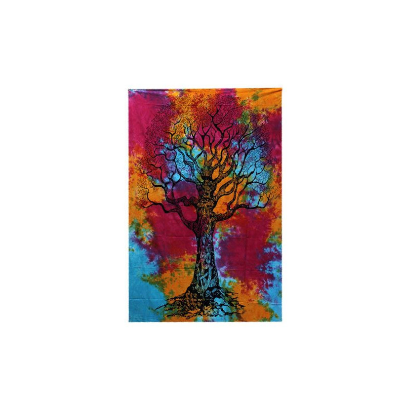 Couvre-lit simple en coton + tenture murale - Arbre d'hiver