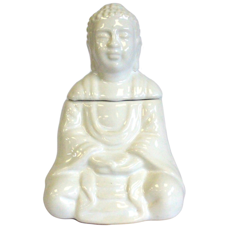 Brûleur à huile Bouddha assis - Blanc