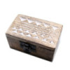 Boîte en bois blanchie à la chaux - Pilulier 3x1,5 motif aztèque