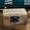 Boîte en bois blanchie à la chaux - Pilulier 3x1,5 motif aztèque