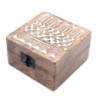 Coffret en bois blanchi à la chaux - Motif aztèque 4x4