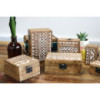 Coffret en bois blanchi à la chaux - Motif aztèque 6x4