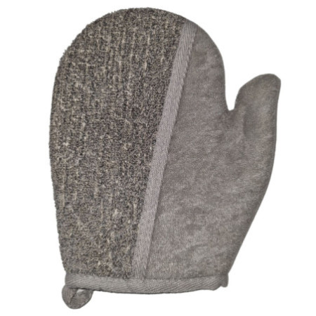 Gant de bain en bambou et lin - Charbon