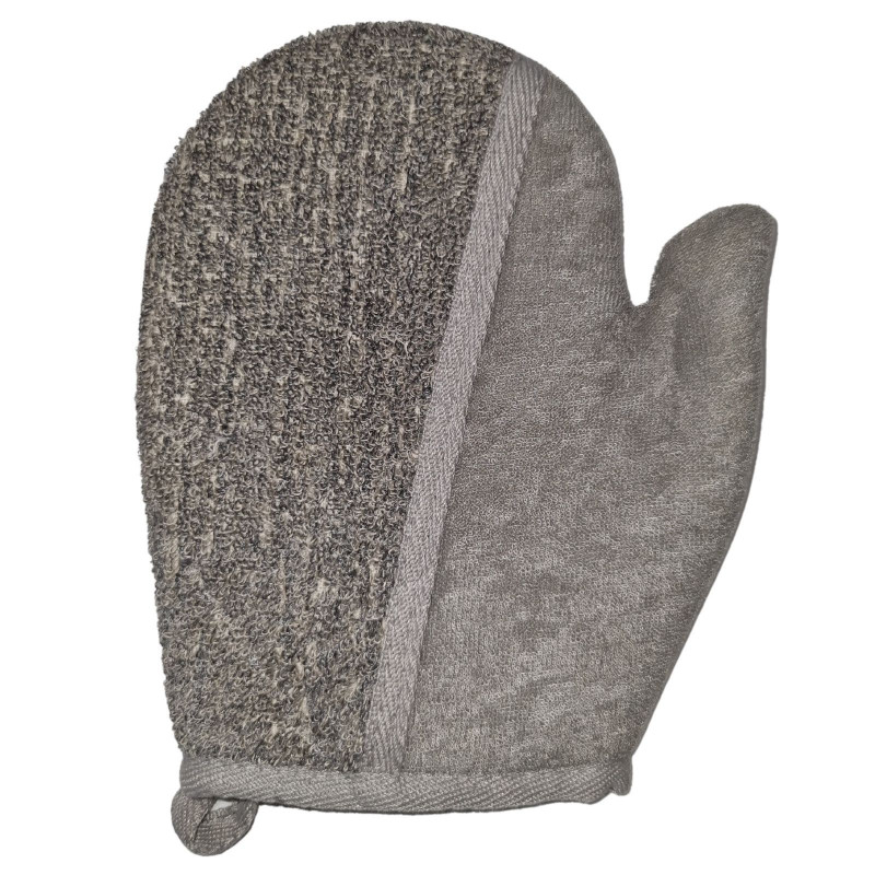 Gant de bain en bambou et lin - Charbon