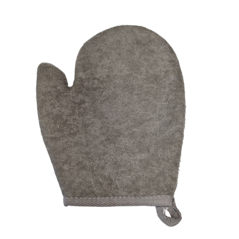 Gant de bain en bambou et lin - Charbon