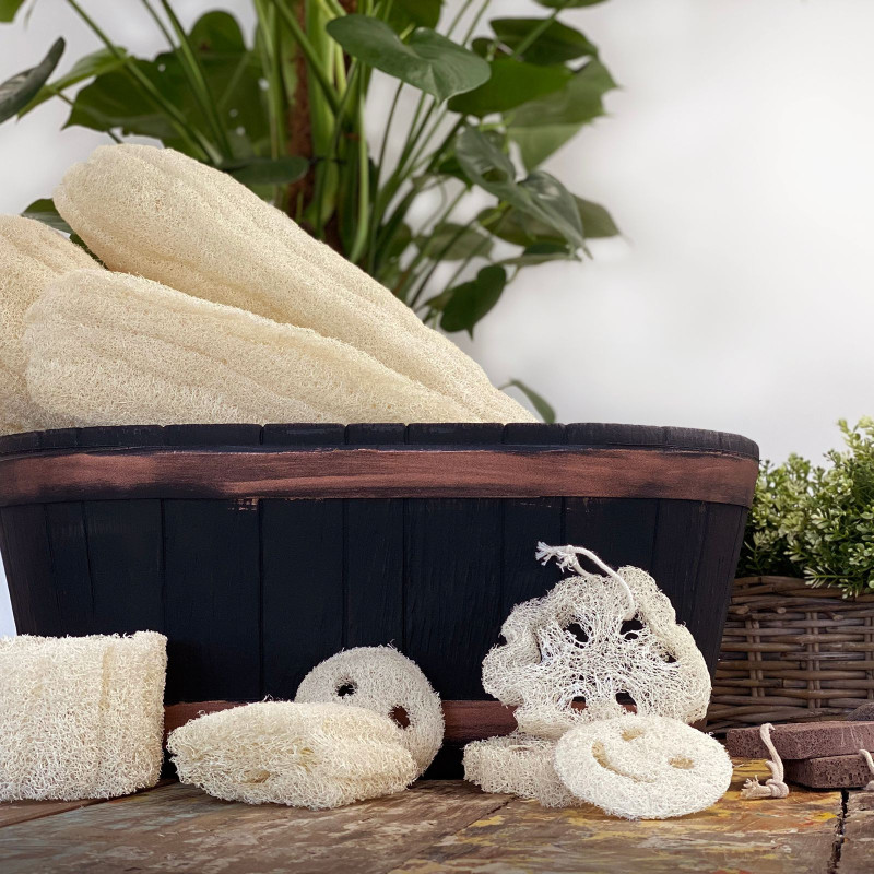 Visage souriant en luffa entier
