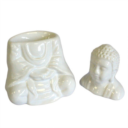 Brûleur à huile Bouddha assis - Blanc