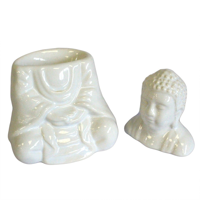 Brûleur à huile Bouddha assis - Blanc