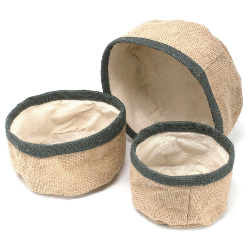 Lot de 3 paniers en jute naturel - Anthracite