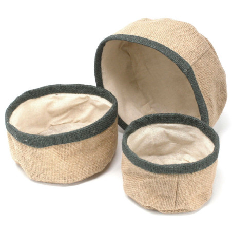 Lot de 3 paniers en jute naturel - Anthracite