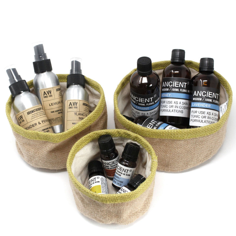 Lot de 3 paniers en jute naturel - Olive
