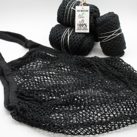 Sac en maille de coton pur - Noir