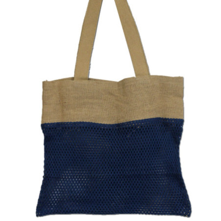Sac en pur jute doux et filet de coton - Denim