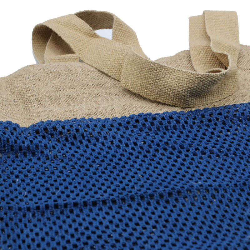 Sac en pur jute doux et filet de coton - Denim