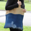 Sac en pur jute doux et filet de coton - Noir