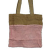 Sac en pur jute doux et filet de coton - Rose