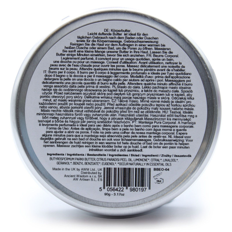 Beurre corporel au karité aromathérapie 90 g - Pamplemousse